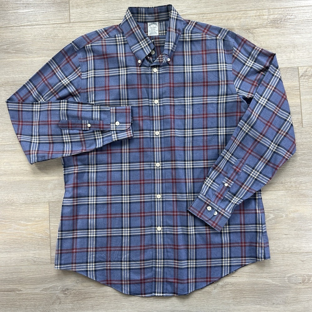 Brooks Brothers 1818 Men's Sz L Shirt Regent Tartan Plaid 100% Supima Cotton - Picture 2 of 9